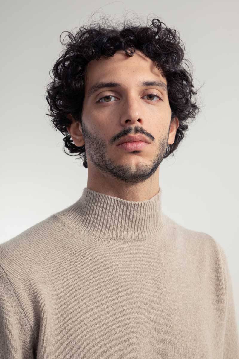 Rifò CLEMENTE Maglia Collo Alto Uomo Cashmere Rigenerato Vendita Calda