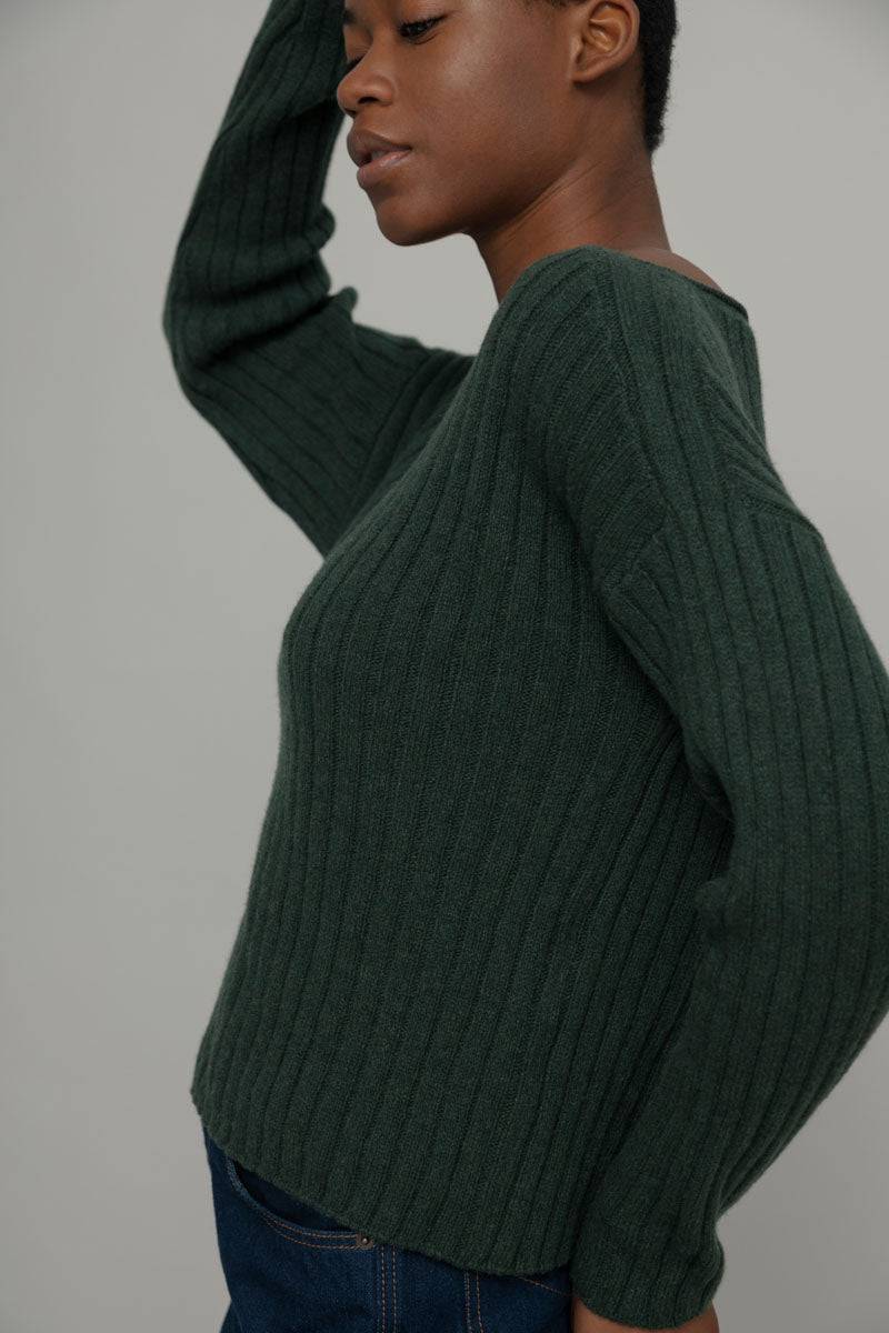 Rifò LUCE Maglia Scollo a Barca Donna Cashmere Rigenerato Pezzi Unici