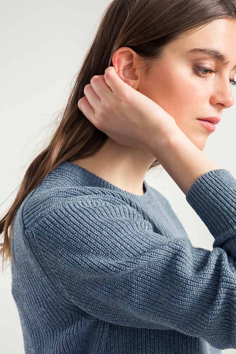 Rifò RACHELE Maglia Girocollo Donna Cotone Jeans Rigenerato Nuova