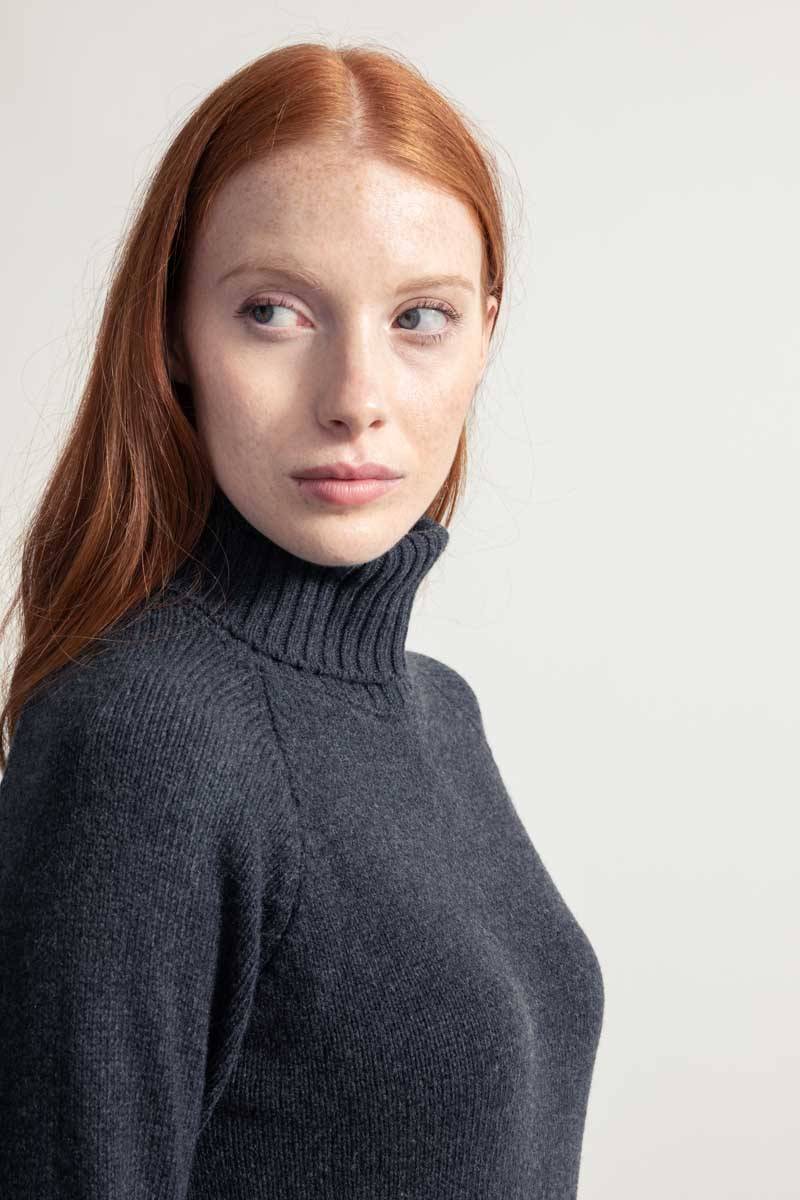 Rifò SUSANNA Maglia Collo Alto Donna Cashmere Rigenerato Nuovo