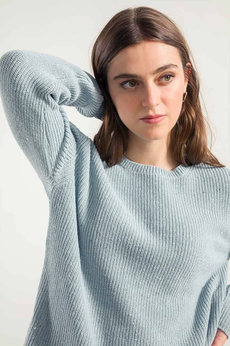 Rifò RACHELE Maglia Girocollo Donna Cotone Jeans Rigenerato Affare Del Giorno