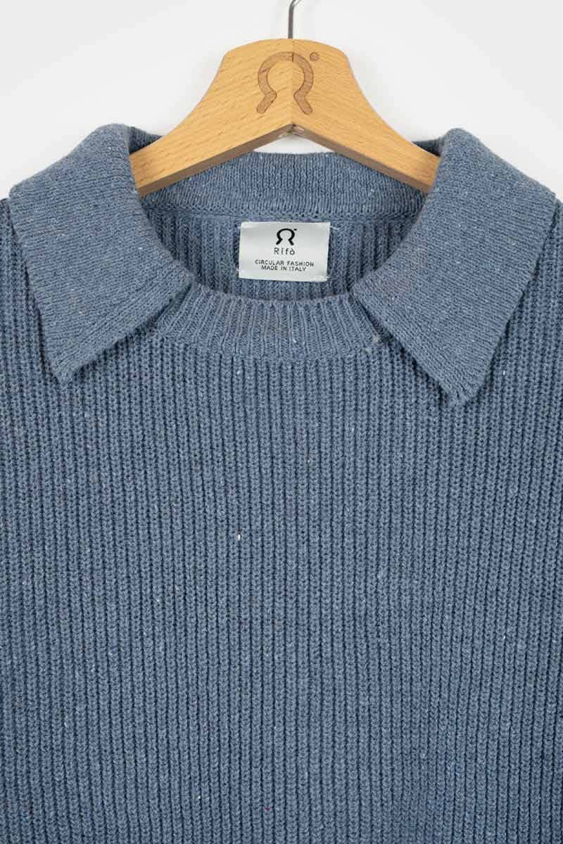 Rifò MARTINA Maglia Cropped Donna Cotone Jeans Rigenerato Sottocosto