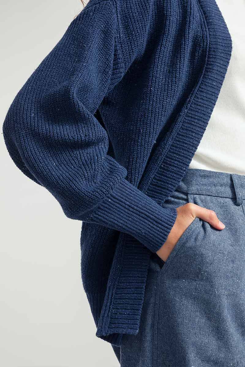 Rifò CARA Cardigan Donna Cotone Jeans Rigenerato Presa