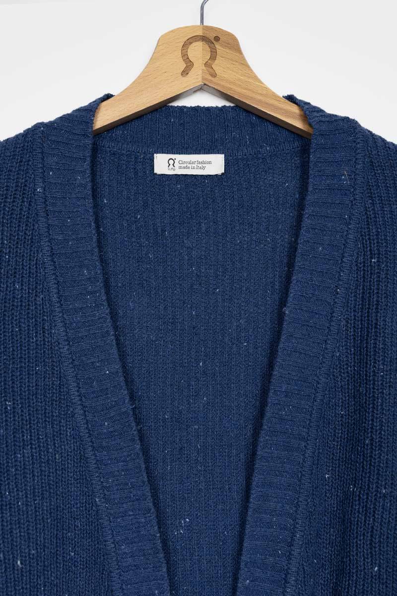 Rifò CARA Cardigan Donna Cotone Jeans Rigenerato Presa