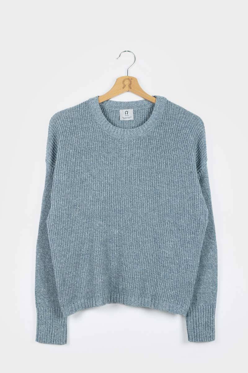 Rifò DARIA Maglia Donna Cotone Jeans Rigenerato Saldi Di Fabbrica