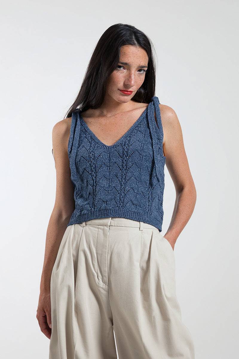 Rifò RENÉ Top Donna Cotone Jeans Rigenerato 2025