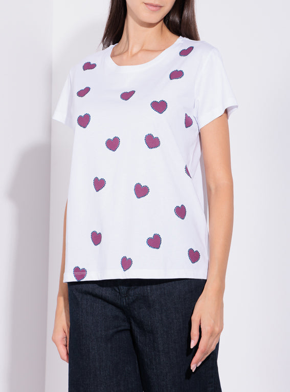 Risskio William - T-Shirt con stampa "cuori" Spedizione Gratuita