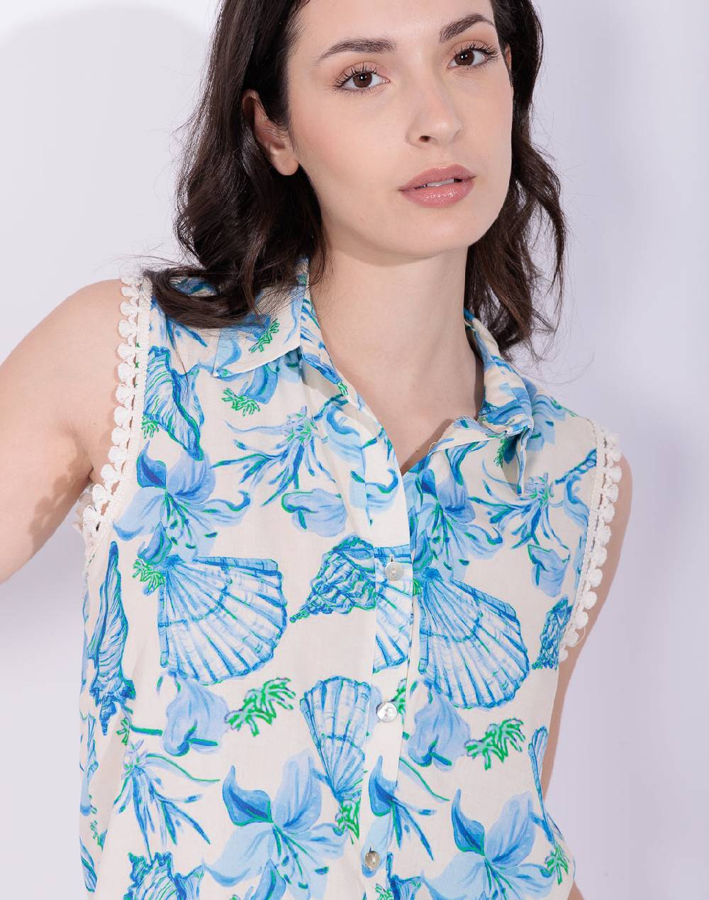 Risskio Andrea - Camicia in viscosa con stampa conchiglie Acquista Ora