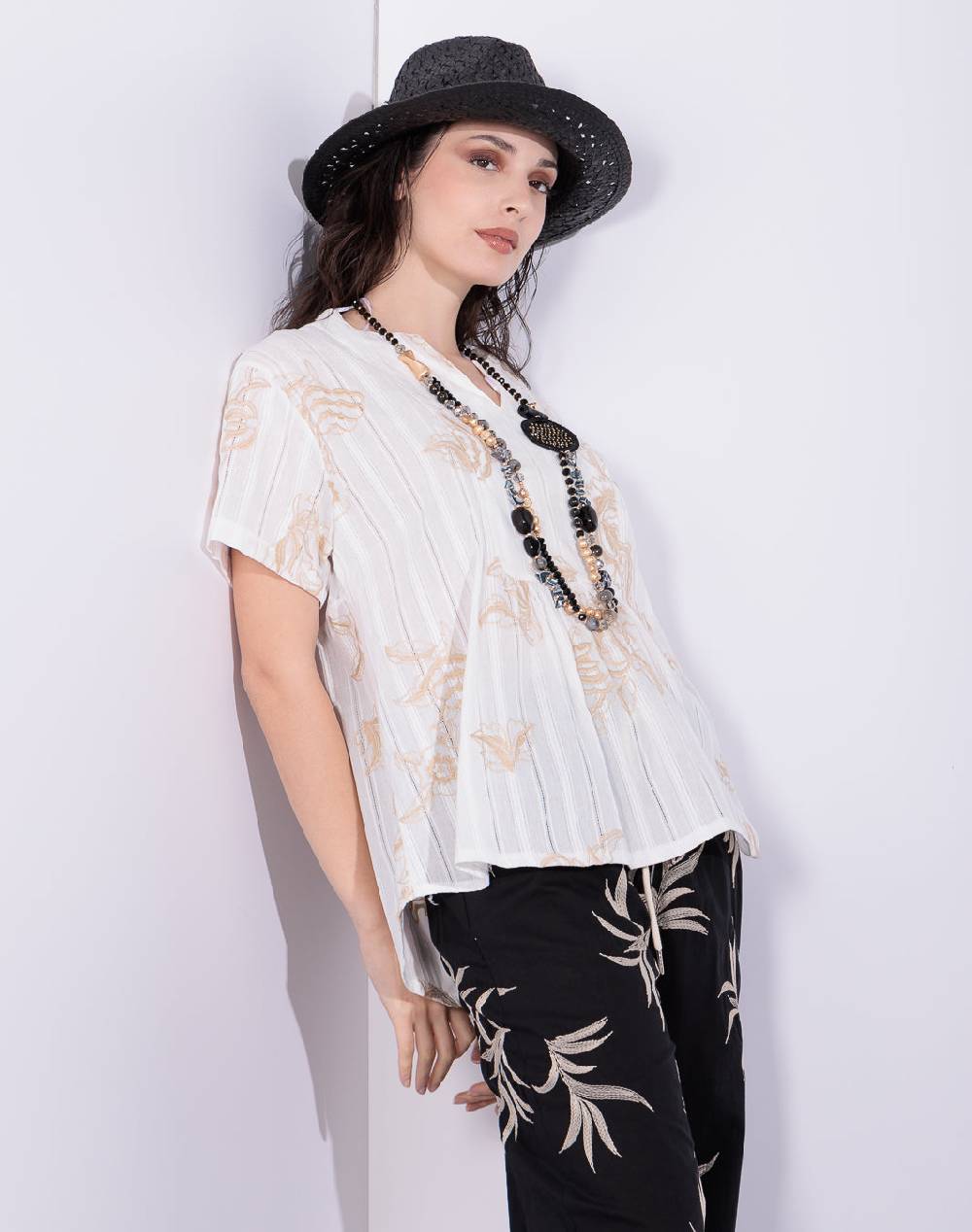 Risskio Alazne - Blusa in mussola ricamata Negozio