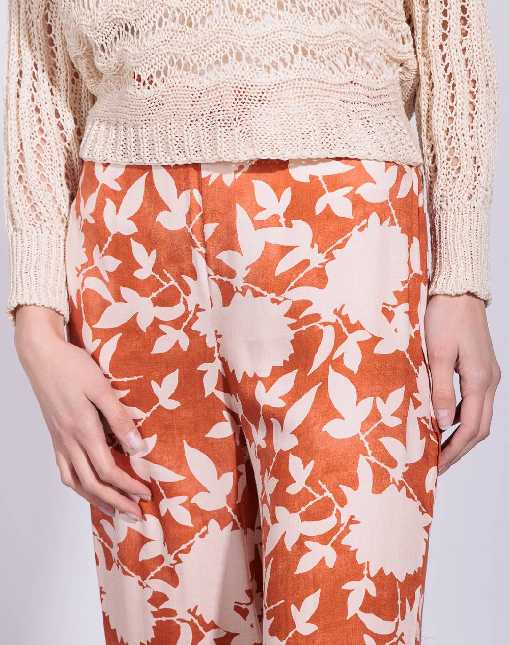 Risskio Chandra - Pantalone a palazzo in raso di viscosa stampata Spedizione Gratuita