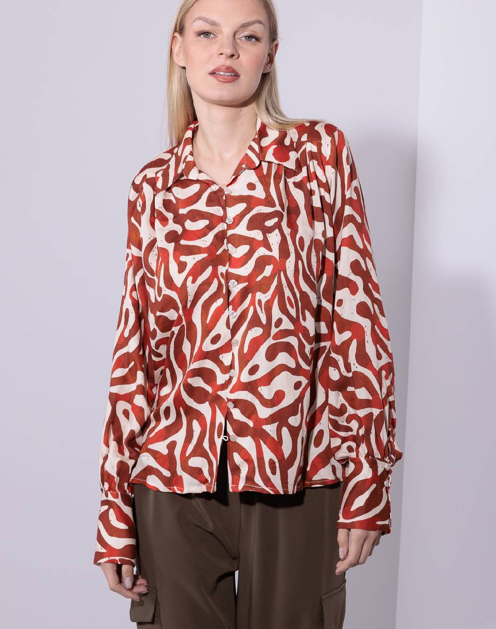 Risskio Indira - Camicia classica in viscosa stampata Promozione temporanea