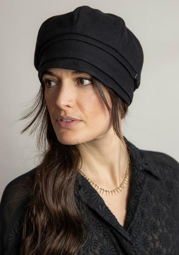 Rose & Lini THE GIRL AND THE GORILLA WOOL “MEI” BLACK HAT Vendite Flash