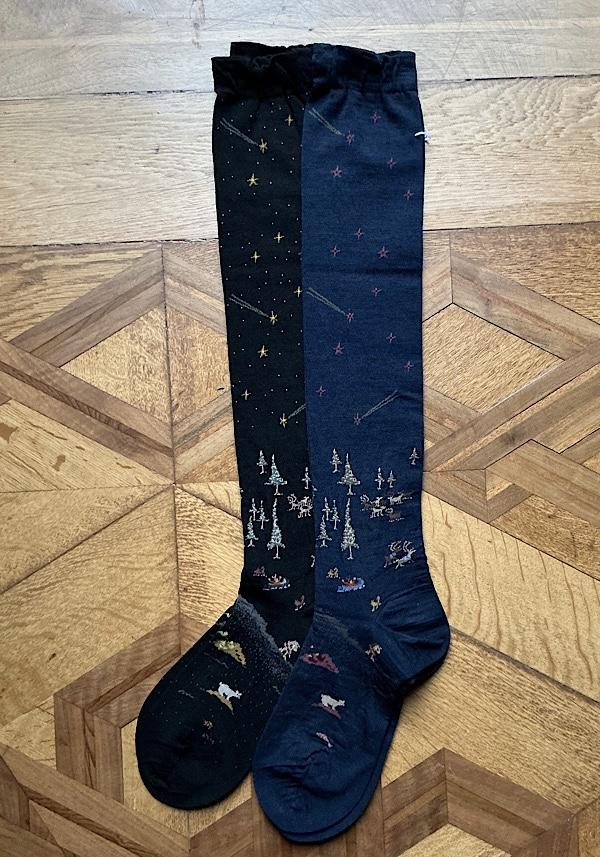 Rose & Lini ANTIPAST WOOL “LAGOM” AM-792HS LONG SOCKS BLACK Moda