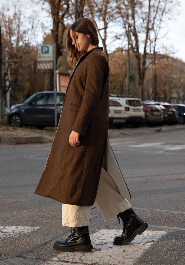 Rose & Lini RISA NAKAMURA WOOL “COAT F” BROWN Nuovo