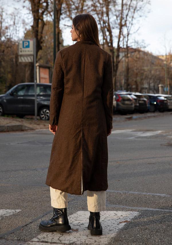 Rose & Lini RISA NAKAMURA WOOL “COAT F” BROWN Nuovo