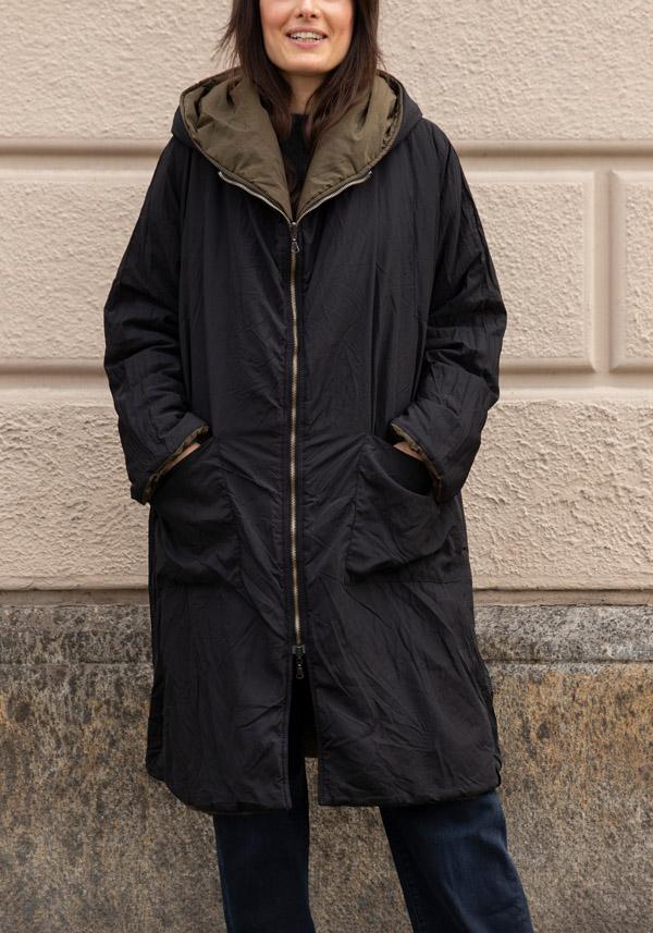Rose & Lini KIMONORAIN REVERSIBLE “PARKA” JACKET GREEN & BLACK Outlet