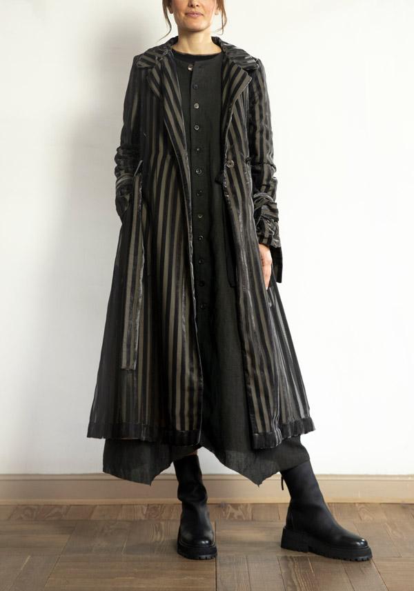 Rose & Lini A TENTATIVE ATELIER COTTON “JOSEPH” OLIVE COAT Vendita Calda