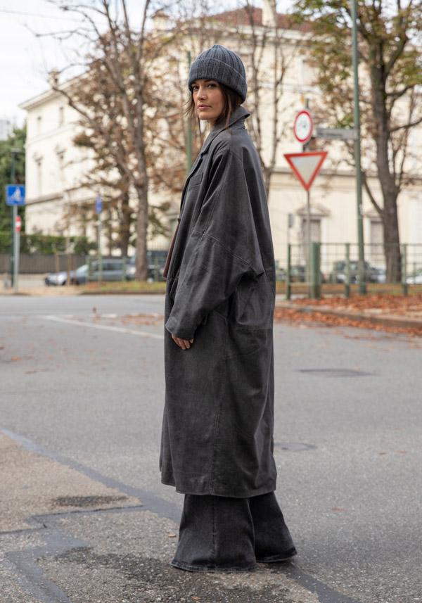 Rose & Lini GIORGIO BRATO LEATHER OVERSIZED COAT VINTAGE BLACK Vendita Economica