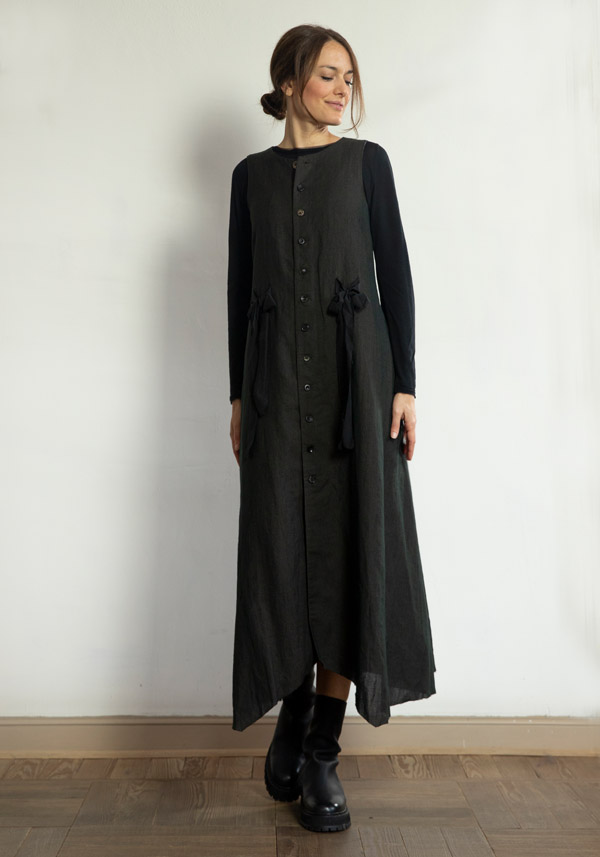 Rose & Lini A TENTATIVE ATELIER WOOL “SISSAL” DARK BROWN DRESS I Più Venduti