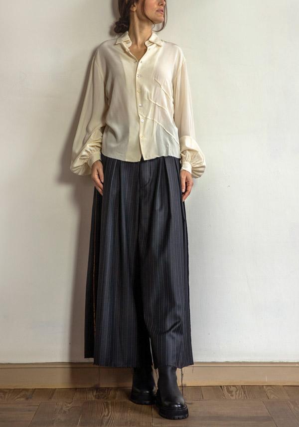 Rose & Lini A TENTATIVE ATELIER COTTON “STRIPED” CHARCOAL PANTS Negozio
