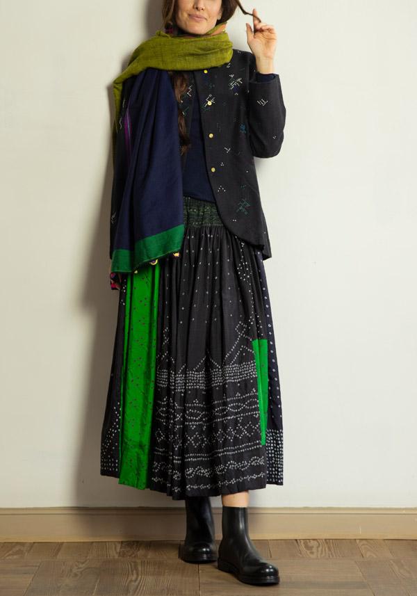 Rose & Lini INJIRI SILK & WOOL EMBROIDERED “JACKET 79” BLACK In Saldo