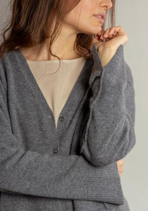 Rose & Lini BE YOU CASHMERE “CARDIGAN 3023” GREY Italy