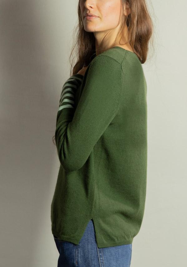 Rose & Lini BE YOU CASHMERE “ROUND NECK 1123” BOTTLE GREEN SWEATER Italia