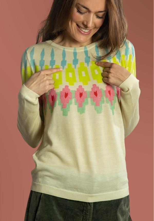 Rose & Lini IN BED WITH YOU WOOL “BARCHETTA 04” BANANA SWEATER Nuovo