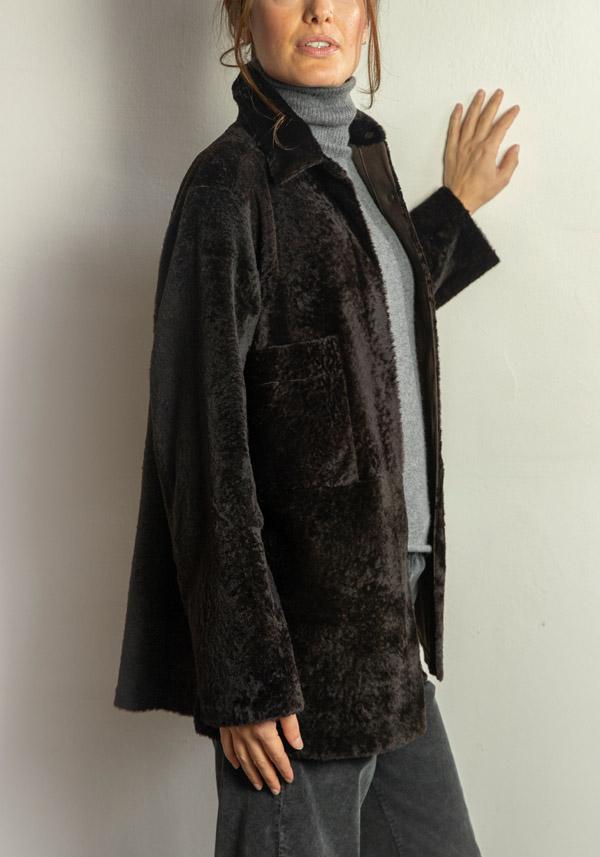 Rose & Lini FURLING BY GIANI REVERSIBLE LAMBSKIN “BABY LAMB” EBONY JACKET Qualità Garantita