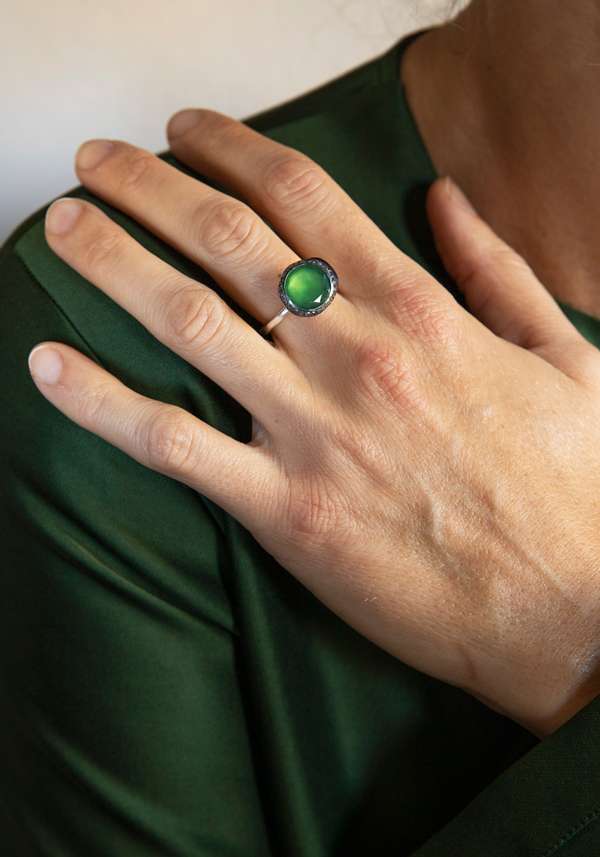 Rose & Lini ROSAMARIA “BEGUM” DIAMONDS & SERPENTINE SILVER RING Promozione Limitata