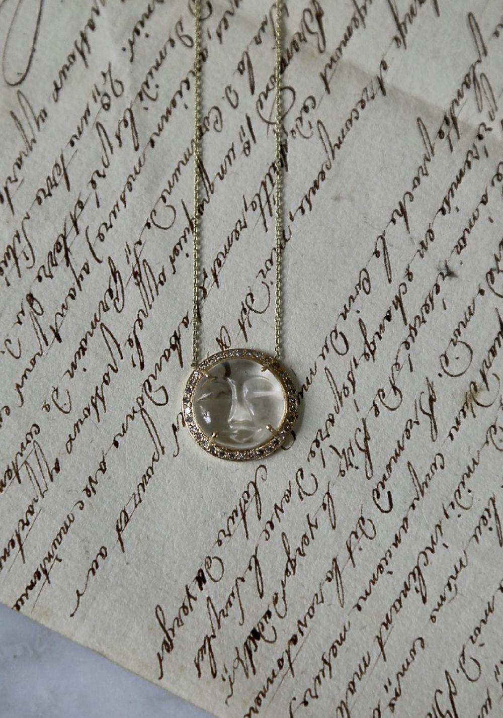 Rose & Lini 5 OCTOBRE “MOON” CRYSTAL NECKLACE Offerta