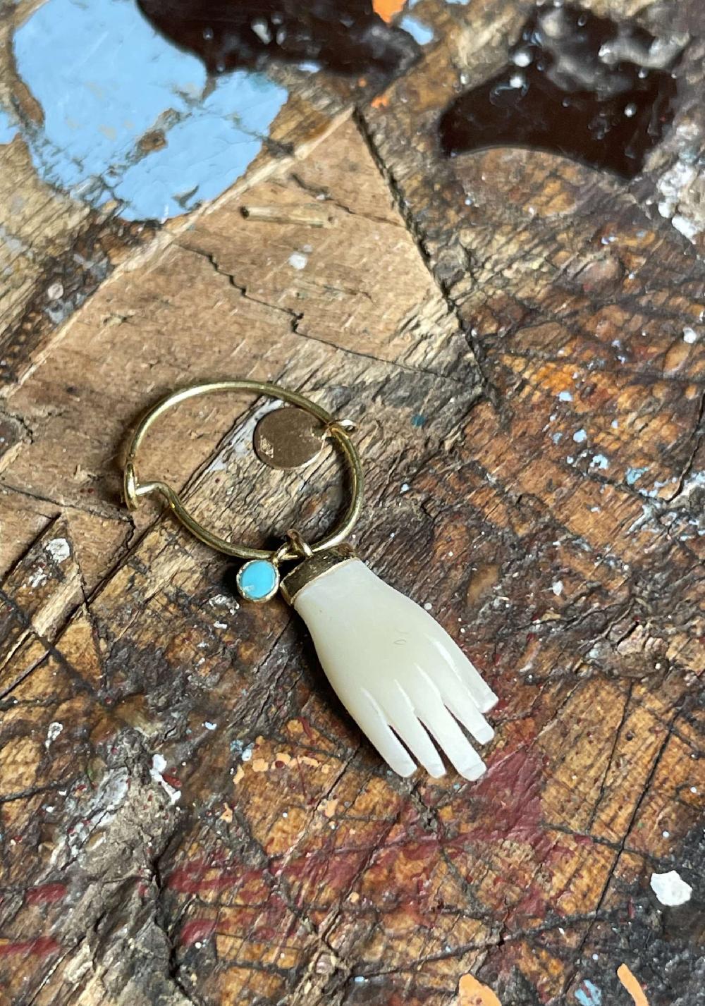 Rose & Lini 5 OCTOBRE “HEYDIE” GOLD & TURQUOISE SINGLE EARRING In Vendita