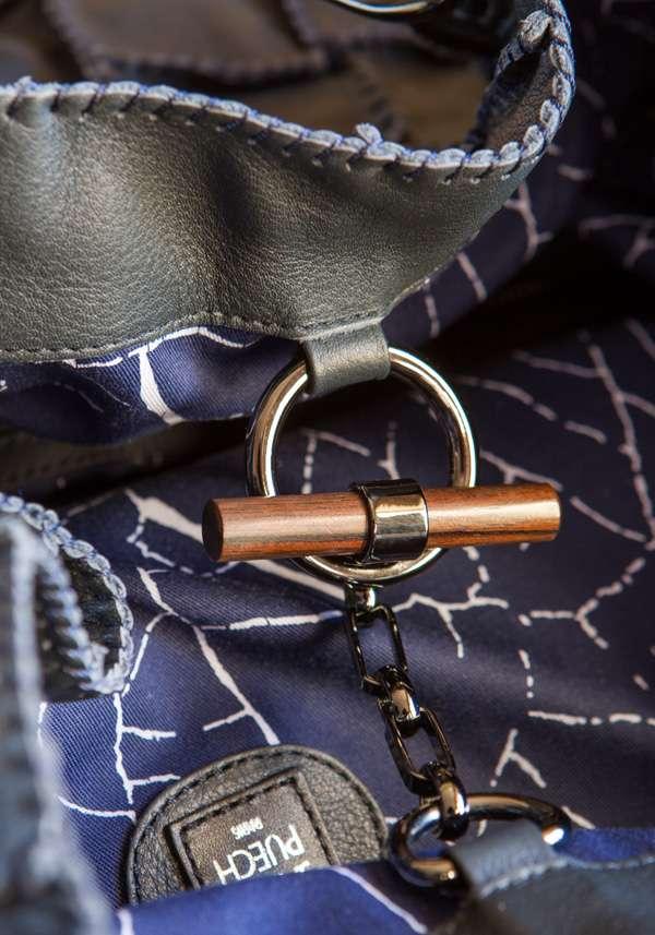 Rose & Lini JAMIN PUECH “HONU GM” NAVY LEATHER BAG Nuovo