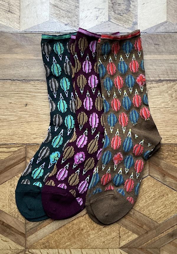 Rose & Lini ANTIPAST WOOL “FLOATING DROPS” AS-224 SOCKS BROWN Vendita