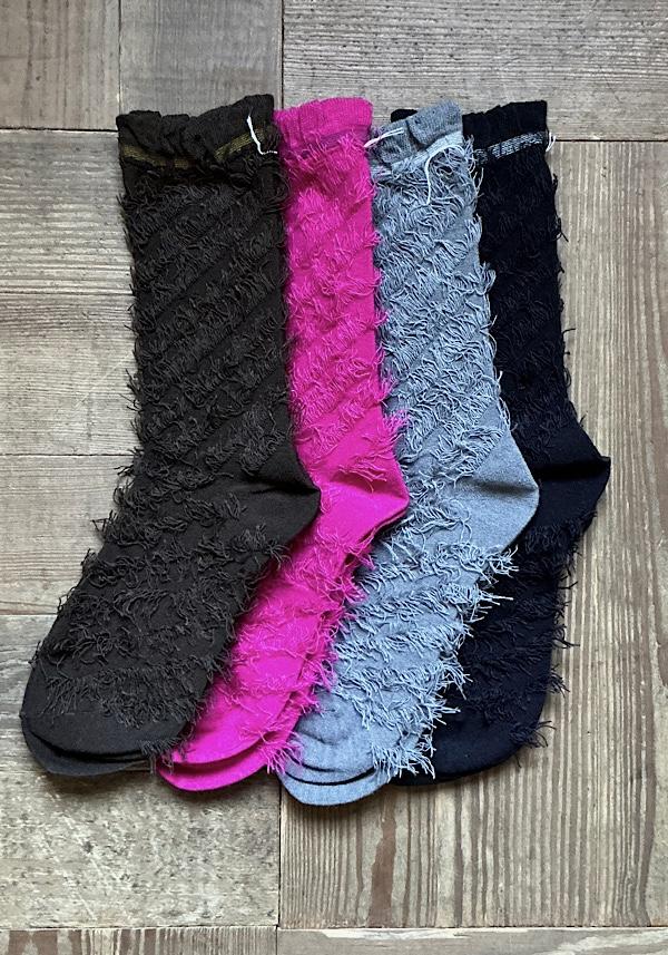 Rose & Lini ANTIPAST WOOL “FRINGE” AS-223 SOCKS DARK BROWN Soddisfazione Garantita