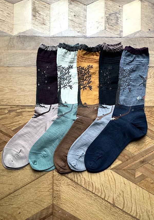 Rose & Lini ANTIPAST WOOL “OLIVE HARVEST” AM-790 SOCKS BLACK Italia