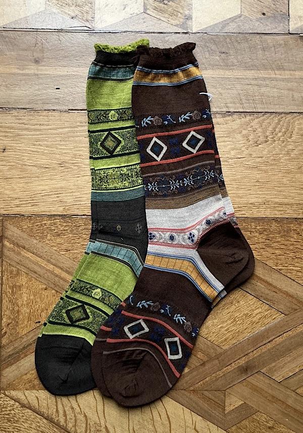 Rose & Lini ANTIPAST WOOL “TYROLEAN STRIPE” AM-626B SOCKS LIGHT GREEN Promozione