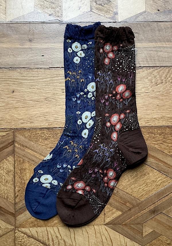 Rose & Lini ANTIPAST WOOL “WINTER GARDEN” AM-789 SOCKS BLUE Spedizione Gratuita
