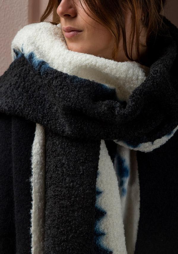 Rose & Lini SUZUSAN CASHMERE “SHAWL 0011” BLACK & NATURAL Shopping Online