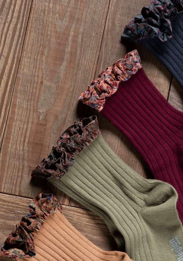 Rose & Lini COLLEGIEN “CHARLOTTE” RIBBED SOCKS BORDEAUX Convenienza