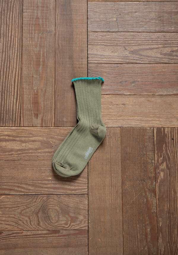 Rose & Lini COLLEGIEN “DELPHINE” RIBBED SOCKS OLIVE Novità