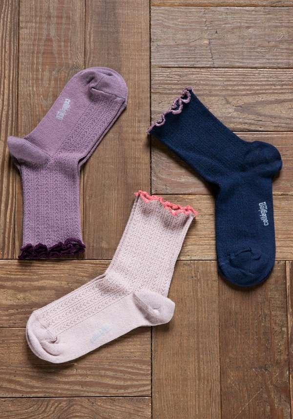 Rose & Lini COLLEGIEN “AMBRE” MERINO WOOL SOCKS GLYCINE Offerta