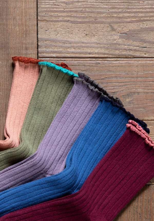 Rose & Lini COLLEGIEN “DELPHINE” RIBBED SOCKS BOIS DE ROSE Outlet