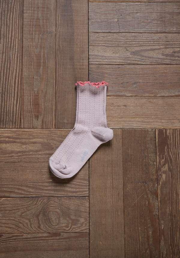 Rose & Lini COLLEGIEN “AMBRE” MERINO WOOL SOCKS ROSE In Vendita
