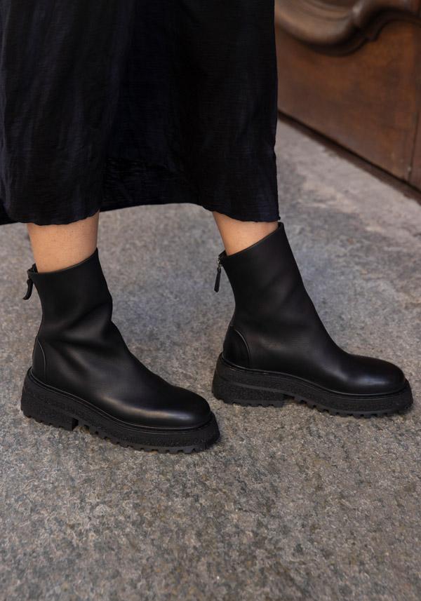 Rose & Lini MARSÈLL “CARRO” BLACK LEATHER ANKLE BOOTS Negozio