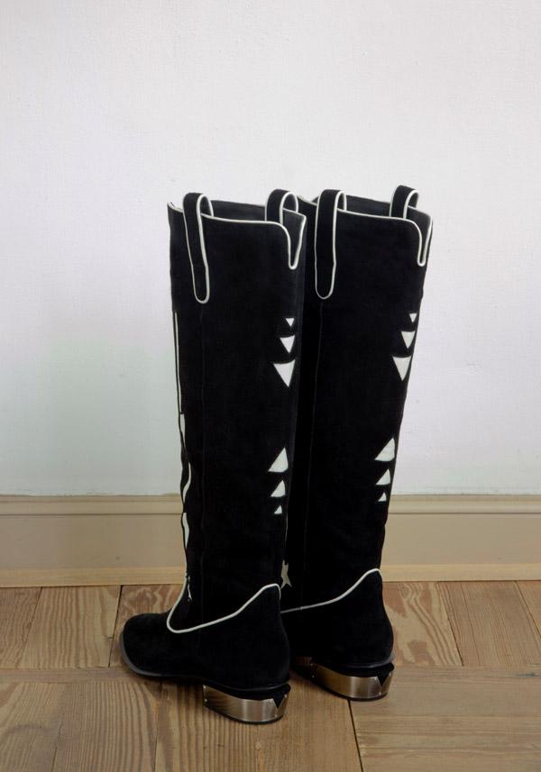 Rose & Lini KATE CATE SUEDE LEATHER “STELLA ROCK” BLACK BOOTS Nuova