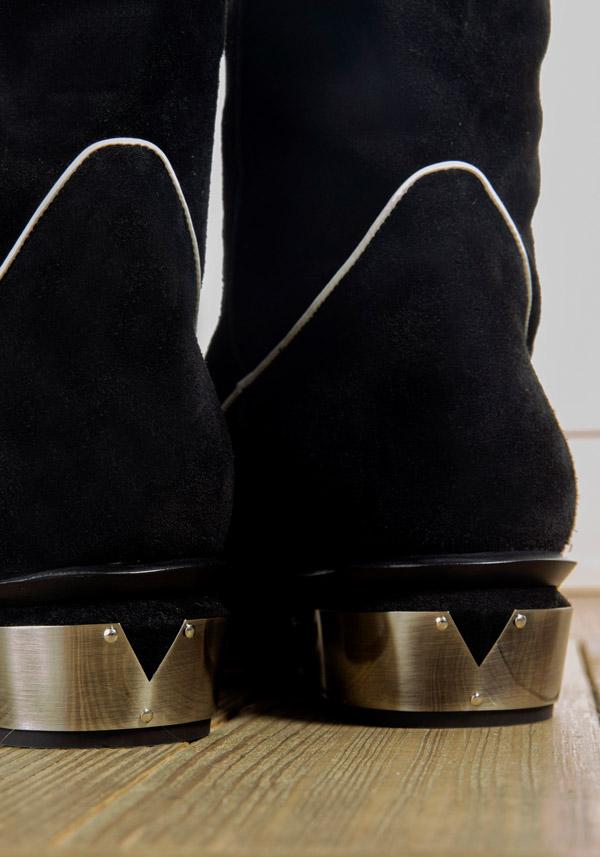 Rose & Lini KATE CATE SUEDE LEATHER “STELLA ROCK” BLACK BOOTS Nuova