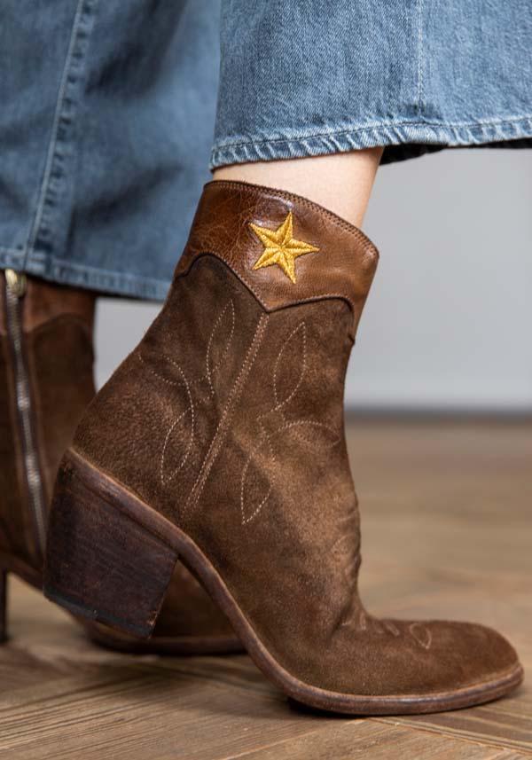 Rose & Lini FAUZIAN JEUNESSE “BOOT 3804” CORK SUEDE TEXAN ANKLE BOOTS 2025