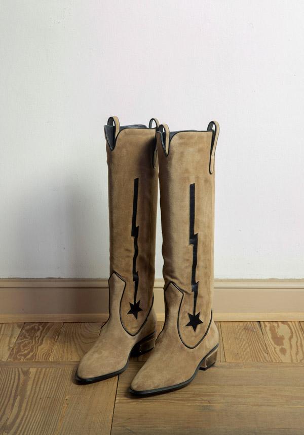 Rose & Lini KATE CATE SUEDE LEATHER “STELLA ROCK” BROWN BOOTS In Linea