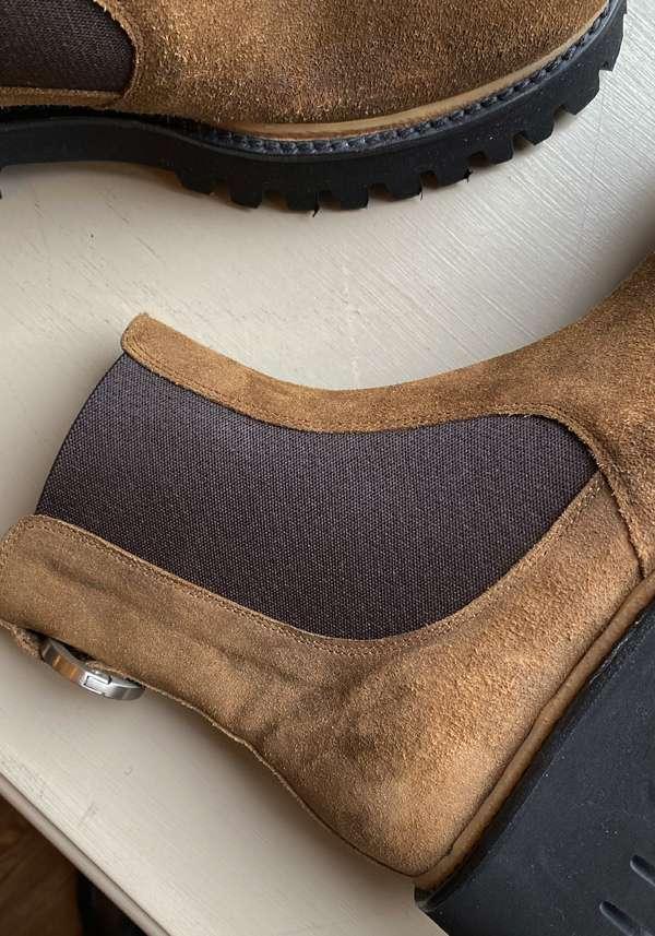 Rose & Lini ROCCO P. “TRONCHETTO 15630” SUEDE CARAMEL ANKLE BOOTS Nuovo